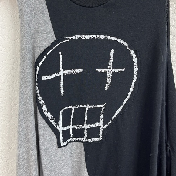 nununu Half and Half Skull Stretch 360 Skull Face Sleeveless Dress Split Front - Picture 5 of 8